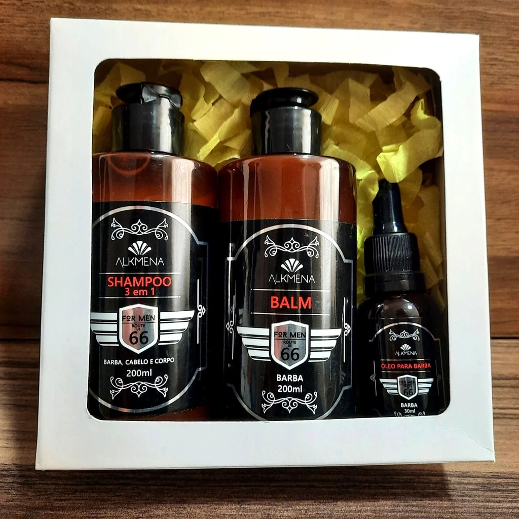 Kit Balm, Óleo para Barba e Shampoo 3×1 For Men – Alkmena